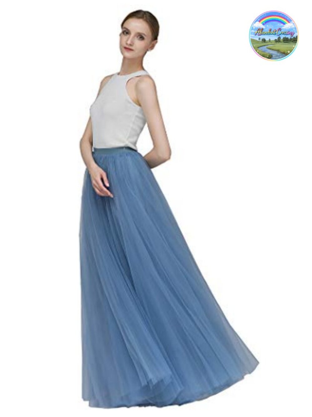 A-Line Long Full Tulle Skirt High Waisted Flowy Prom Wedding Evening Party